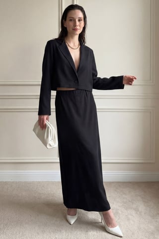 Long Sleeve Buttoned Top & Maxi Skirt Two Piece Set