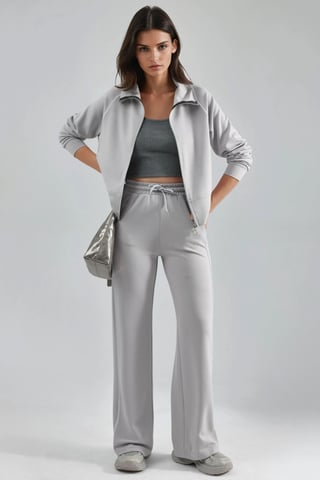 Modal Touch Zippered Sweatshirt & Pants Two-Piece Set