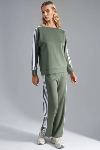 Randig Crew Neck Sweatshirt & Raka Byxor Coord