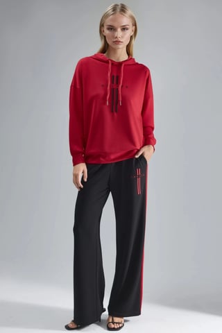 Modal Touch Hoodie och Byxor med Ränder Set