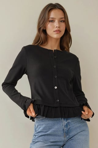 Fitted Crew Neck Stickad Kofta