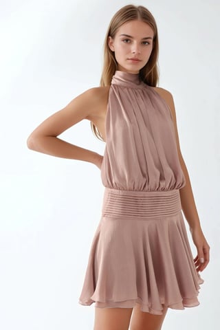 Textured Turtleneck Mini Dress