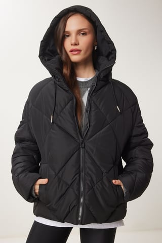 Hooded Tjock Puff Dunjacka med Dragkedja