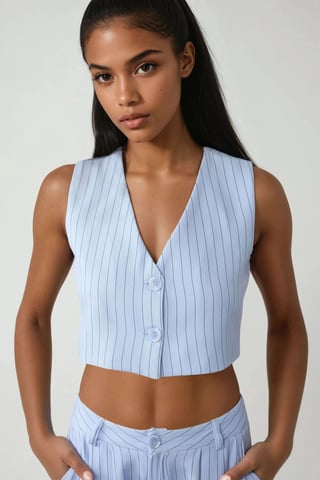 Pika Collection Fitted Striped Crop Vest