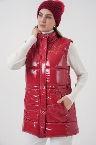 Shiny Zippered Puffer Vest
