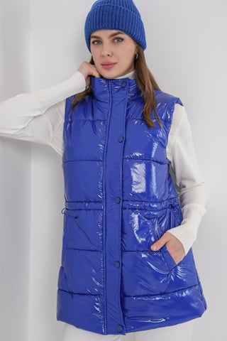 Shiny Zippered Puffer Vest