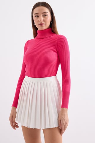Textured Turtleneck Fitted Sweater