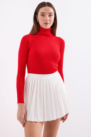 Textured Turtleneck Fitted Sweater