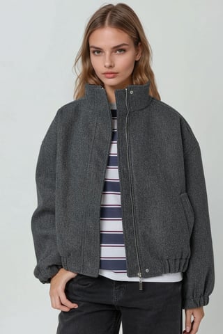 Överdimensionerad Turtleneck Texturerad Jacka