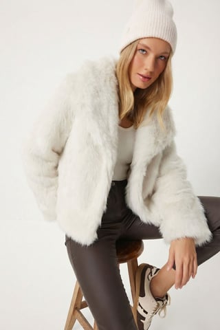 Faux Fur Shawl Collar Jacket