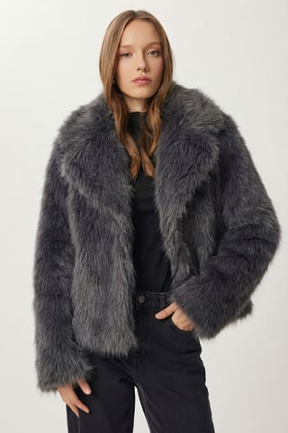 Faux Fur Shawl Collar Jacket