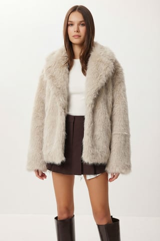 Faux Fur Shawl Collar Jacket
