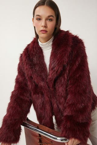Faux Fur Shawl Collar Jacket