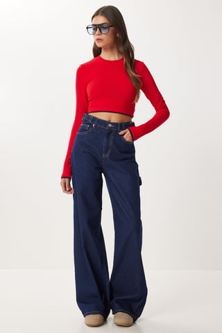 High Waist Baggy Fit Wide Leg Jeans