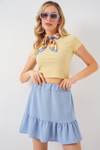 Textured Mini Skirt with Lining