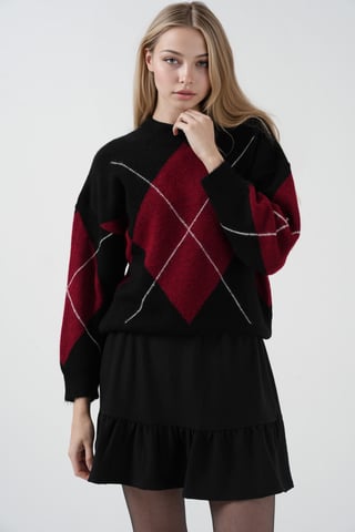 Textured Mini Knit Skirt with Ruffle Detail