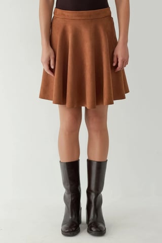 High Waist Faux Suede Mini Skirt with Zipper Closure