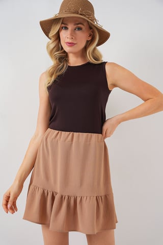Textured Mini Skirt with Lining