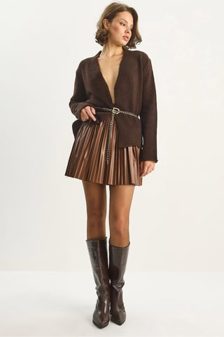 Faux Leather Pleated Mini Skirt