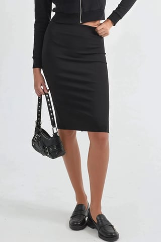 Slit Detail Elastic Waist Skirt