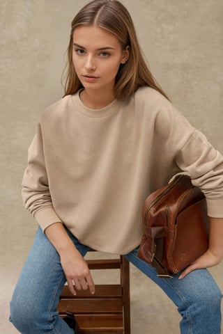 Oversized Crew Neck Basic Sweatshirt