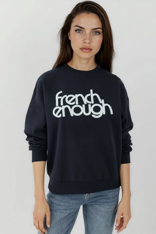 Printed Crew Neck Long Sleeve Raised Sweatshirt