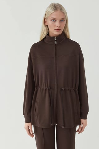 Modal Touch Long Jacket with Adjustable Waist