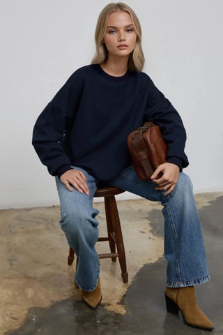 Oversized Crew Neck Basic Sweatshirt