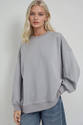 Relaxed Fit Crew Neck Knitted Sweatshirt