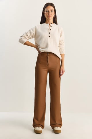 High Waist Wide Leg Faux Leather Pants