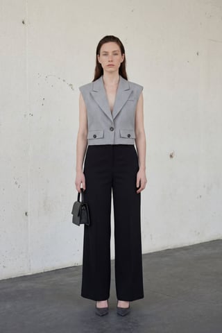Cropped Buttoned Waistcoat