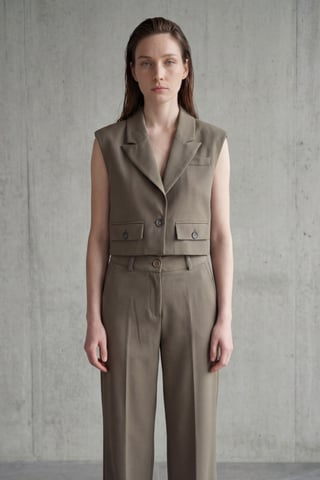 Cropped Buttoned Waistcoat