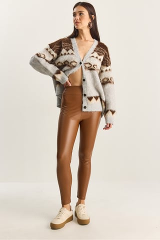 Elastic Waist Faux Leather Skinny Pants