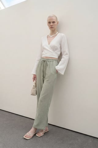 Elastic Waist Straight Leg Pants