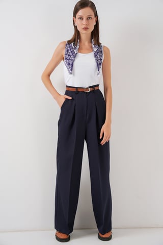 High Waist Pleated Palazzo Pants