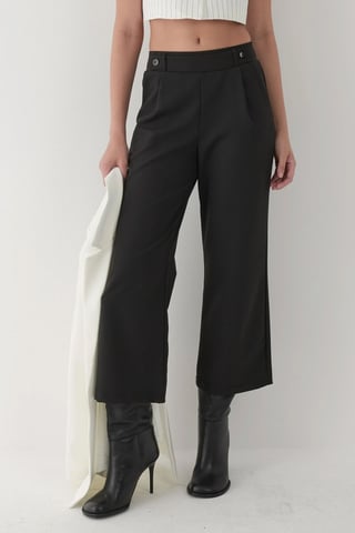 Button Detail High Waist Pants