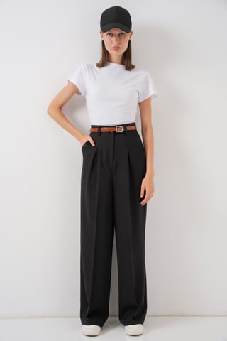 High Waist Pleated Palazzo Pants