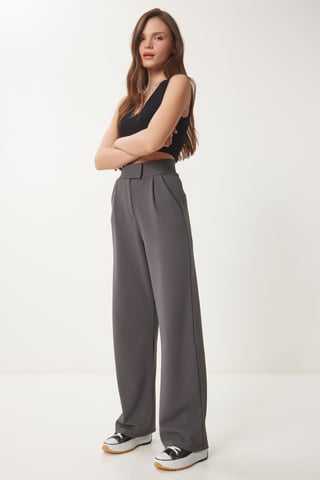 High Waist Textured Palazzo Pants