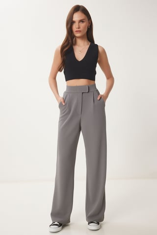 High Waist Textured Palazzo Pants