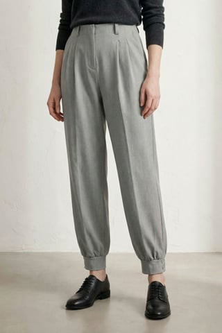 Belted Buttoned Leg Tailored Trousers