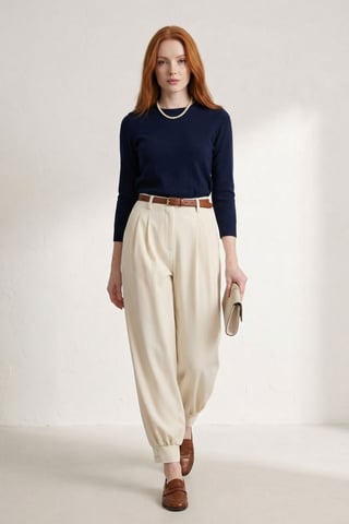 Belted Buttoned Leg Tailored Trousers