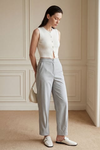 High Waist Straight Leg Pants with Pockets