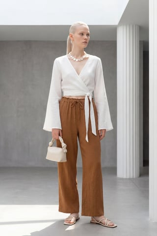 Elastic Waist Straight Leg Pants