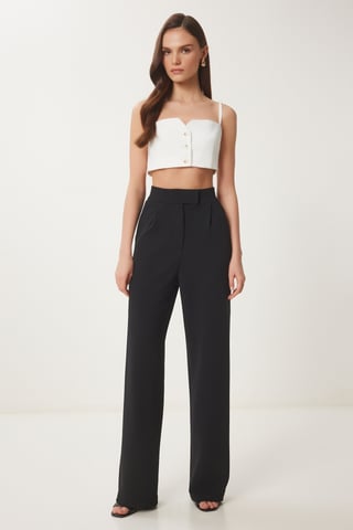 High Waist Textured Palazzo Pants