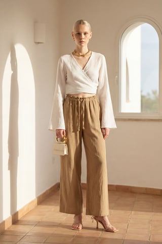 Elastic Waist Straight Leg Pants