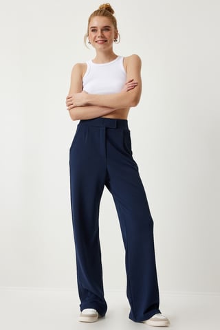 High Waist Textured Palazzo Pants