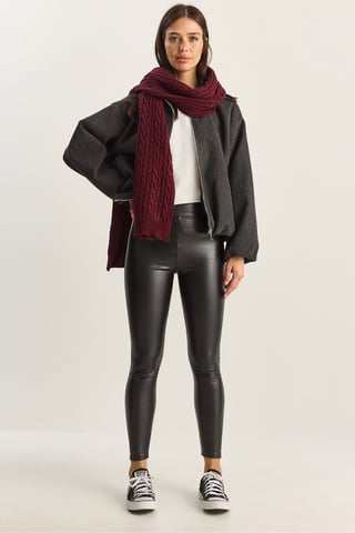Elastic Waist Faux Leather Skinny Pants