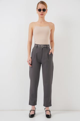 Regular Fit Straight Leg Pants with Zipper Closure