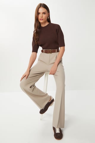 Pleated Straight Leg Pants