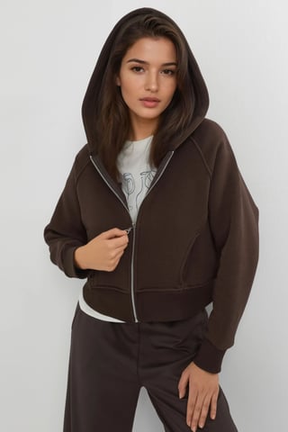 Relaxed Fit Zippered Hoodie